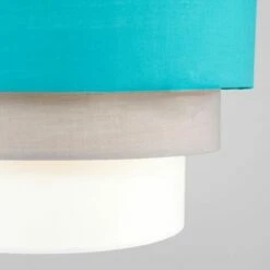 MINISUN 2 X Round 3 Tier Turquoise Teal, Grey & White Fabric Ceiling Light Shades -MINISUN Shop 13732070 3