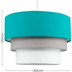 MINISUN 2 X Round 3 Tier Turquoise Teal, Grey & White Fabric Ceiling Light Shades -MINISUN Shop 13732070 4