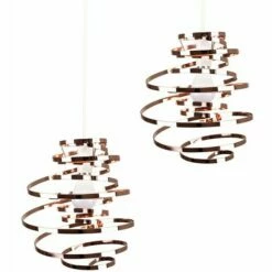 MINISUN 2 X Copper Metal Double Ribbon Spiral Swirl Ceiling Light Shades