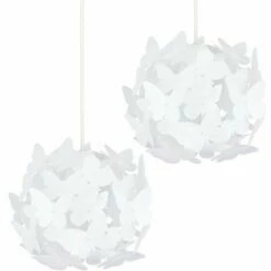 MINISUN 2 X Globe Ceiling Pendant Light Shades With Decorative White Butterflies
