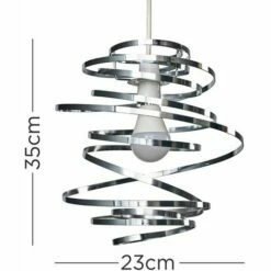 MINISUN 2 X Chrome Metal Double Ribbon Spiral Swirl Ceiling Light Shades - No Bulbs -MINISUN Shop 13732151 4