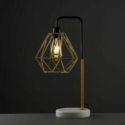 MINISUN 2 X Talisman Marble Base Table Lamps In Gold S - Gold Shades -MINISUN Shop 13732157 2