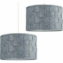 MINISUN 2 X Weave Ceiling Pendant Light Shades In Grey Felt + 10W LED GLS Bulbs Warm White