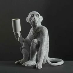 MINISUN Monkey Holding Bulb Table Lamp Bedside Light Lounge Lighting - White - No Bulb -MINISUN Shop 13750927 2
