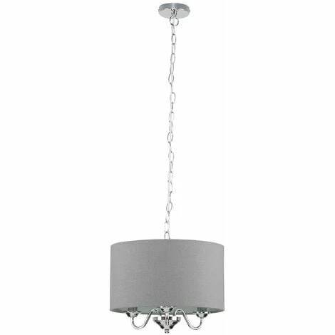 MINISUN Chrome Suspended Ceiling Light 3 Way Linen Shade - No Bulb MINISUN Chrome Suspended Ceiling Light 3 Way Linen Shade - No Bulb -MINISUN Shop 13751007 1