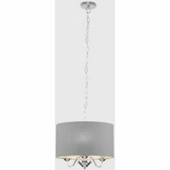 MINISUN Chrome Suspended Ceiling Light 3 Way Linen Shade - No Bulb 3 MINISUN Chrome Suspended Ceiling Light 3 Way Linen Shade - No Bulb -MINISUN Shop 13751007 2
