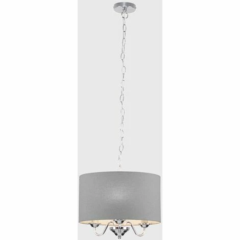 MINISUN Chrome Suspended Ceiling Light 3 Way Linen Shade - No Bulb MINISUN Chrome Suspended Ceiling Light 3 Way Linen Shade - No Bulb -MINISUN Shop 13751007 2