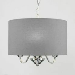 MINISUN Chrome Suspended Ceiling Light 3 Way Linen Shade - No Bulb 4 MINISUN Chrome Suspended Ceiling Light 3 Way Linen Shade - No Bulb -MINISUN Shop 13751007 3