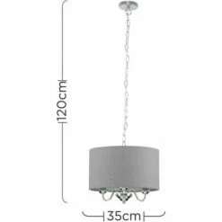 MINISUN Chrome Suspended Ceiling Light 3 Way Linen Shade - No Bulb 5 MINISUN Chrome Suspended Ceiling Light 3 Way Linen Shade - No Bulb -MINISUN Shop 13751007 4