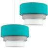 MINISUN 2 X Round 3 Tier Turquoise Teal, Grey & White Fabric Ceiling Light Shades + 10W LED GLS Bulbs Warm White -MINISUN Shop 13751302 1