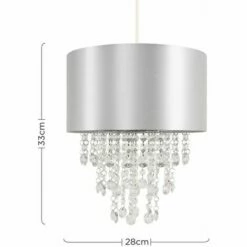 MINISUN 2 X Ceiling Pendant Light Shades With Clear Acrylic Jewel Droplets - Grey - Including LED Bulb -MINISUN Shop 13751306 4