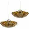 MINISUN 2 X Tiffany Amber Jewelled Glass Uplighter Ceiling Pendant Light Shades + 10W LED GLS Bulbs Warm White -MINISUN Shop 13751312 1