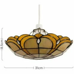 MINISUN 2 X Tiffany Amber Jewelled Glass Uplighter Ceiling Pendant Light Shades + 10W LED GLS Bulbs Warm White -MINISUN Shop 13751312 4