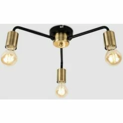 MINISUN Antique Brass & Matt Black 3 Way Ceiling Light Fitting - Add LED Bulbs 3 MINISUN Antique Brass & Matt Black 3 Way Ceiling Light Fitting - Add LED Bulbs -MINISUN Shop 13751415 2