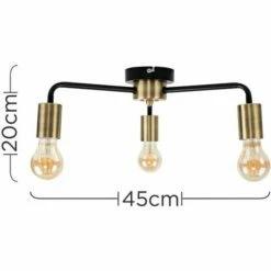 MINISUN Antique Brass & Matt Black 3 Way Ceiling Light Fitting - Add LED Bulbs 5 MINISUN Antique Brass & Matt Black 3 Way Ceiling Light Fitting - Add LED Bulbs -MINISUN Shop 13751415 4