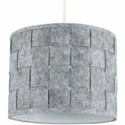 MINISUN Small Grey Felt Weave Ceiling Pendant / Table Lamp Light Shade + 10W LED GLS Bulb Warm White