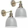 MINISUN 2 X Antique Brass Adjustable Wall Lights And Grey Shade - LED Bulb 1 MINISUN 2 X Antique Brass Adjustable Wall Lights And Grey Shade - LED Bulb -MINISUN Shop 13757278 1