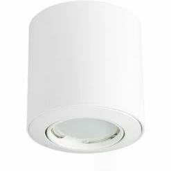 MINISUN 10 X GU10 Tiltable Surface Mounted Ceiling Downlight Spotlights + 5W GU10 Cool White LED Bulbs - Gloss White