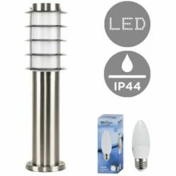 MINISUN Outdoor Stainless Steel Bollard Lantern Light Post - Add LED Bulb