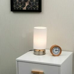 MiniSun - Touch Dimmer Bedside Table Lamp + Light Shade & 5W LED Dimmable Candle Bulb - White -MINISUN Shop 13776484 3