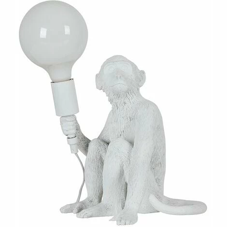 MINISUN Monkey Holding a Bulb Table Lamp With 6W Globe Opal Neutral White LED Bulb - White MINISUN Monkey Holding A Bulb Table Lamp With 6W Globe Opal Neutral White LED Bulb - White -MINISUN Shop 13776503 1