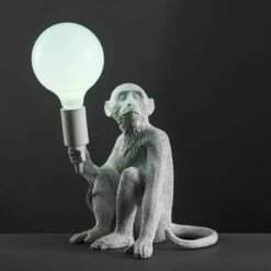 MINISUN Monkey Holding A Bulb Table Lamp With 6W Globe Opal Neutral White LED Bulb - White 3 MINISUN Monkey Holding A Bulb Table Lamp With 6W Globe Opal Neutral White LED Bulb - White -MINISUN Shop 13776503 2