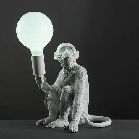 MINISUN Monkey Holding a Bulb Table Lamp With 6W Globe Opal Neutral White LED Bulb - White MINISUN Monkey Holding A Bulb Table Lamp With 6W Globe Opal Neutral White LED Bulb - White -MINISUN Shop 13776503 2