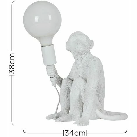 MINISUN Monkey Holding a Bulb Table Lamp With 6W Globe Opal Neutral White LED Bulb - White MINISUN Monkey Holding A Bulb Table Lamp With 6W Globe Opal Neutral White LED Bulb - White -MINISUN Shop 13776503 4