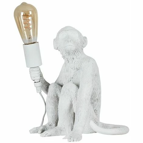 MINISUN Painted Monkey Table Lamp & 4W LED Helix Filament Bulb 2200K Warm White - White MINISUN Painted Monkey Table Lamp & 4W LED Helix Filament Bulb 2200K Warm White - White -MINISUN Shop 13776540 1