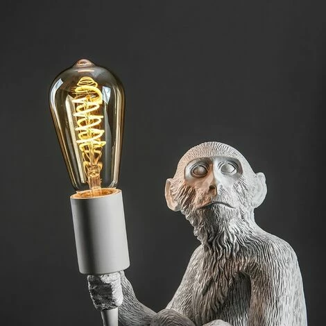 MINISUN Painted Monkey Table Lamp & 4W LED Helix Filament Bulb 2200K Warm White - White MINISUN Painted Monkey Table Lamp & 4W LED Helix Filament Bulb 2200K Warm White - White -MINISUN Shop 13776540 3
