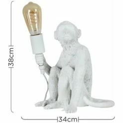 MINISUN Painted Monkey Table Lamp & 4W LED Helix Filament Bulb 2200K Warm White - White 5 MINISUN Painted Monkey Table Lamp & 4W LED Helix Filament Bulb 2200K Warm White - White -MINISUN Shop 13776540 4