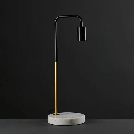 MINISUN 2 x Black & Gold Metal Table Lamps White Marble Base - No Bulbs MINISUN 2 X Black & Gold Metal Table Lamps White Marble Base - No Bulbs -MINISUN Shop 13776558 2
