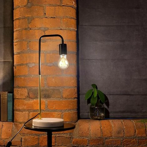 MINISUN 2 x Black & Gold Metal Table Lamps White Marble Base - No Bulbs MINISUN 2 X Black & Gold Metal Table Lamps White Marble Base - No Bulbs -MINISUN Shop 13776558 3