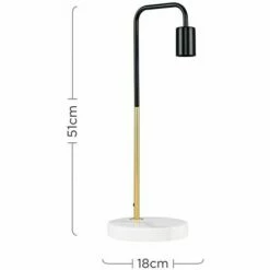 MINISUN 2 X Black & Gold Metal Table Lamps White Marble Base - No Bulbs 5 MINISUN 2 X Black & Gold Metal Table Lamps White Marble Base - No Bulbs -MINISUN Shop 13776558 4