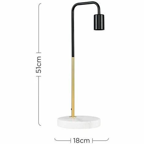 MINISUN 2 x Black & Gold Metal Table Lamps White Marble Base - No Bulbs MINISUN 2 X Black & Gold Metal Table Lamps White Marble Base - No Bulbs -MINISUN Shop 13776558 4