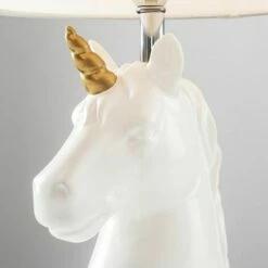 MINISUN 2 X White & Gold Ceramic Unicorn Table Lamps White Light Shade - No Bulbs -MINISUN Shop 13776583 3
