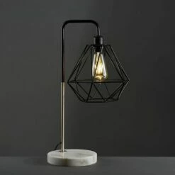 MINISUN 2 X LED Talisman Marble Base Table Lamps In Brushed Chrome - Black Shades - Including LED Bulb 3 MINISUN 2 X LED Talisman Marble Base Table Lamps In Brushed Chrome - Black Shades - Including LED Bulb -MINISUN Shop 13776596 2