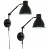 MINISUN 2 X Black Stem Wall Light Fittings + Adjustable Shade, Plug, Cable & Switch - No Bulbs 2 MINISUN 2 X Black Stem Wall Light Fittings + Adjustable Shade, Plug, Cable & Switch - No Bulbs -MINISUN Shop 13776600 1
