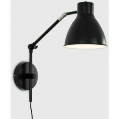 MINISUN 2 X Black Stem Wall Light Fittings + Adjustable Shade, Plug, Cable & Switch - No Bulbs -MINISUN Shop 13776600 2
