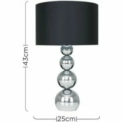 MINISUN 2 X Chrome Stacked Balls Touch Table Lamps + Black Faux Silk Shade + 5W LED Dimmable Bulbs Warm White 5 MINISUN 2 X Chrome Stacked Balls Touch Table Lamps + Black Faux Silk Shade + 5W LED Dimmable Bulbs Warm White -MINISUN Shop 13776628 4