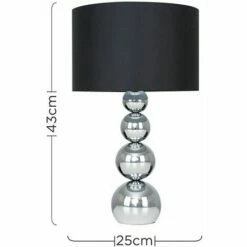 MINISUN 2 X Chrome Stacked Balls Touch Table Lamps + Black Faux Silk Shade -MINISUN Shop 13776629 4
