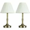 MINISUN 2 X Vintage Antique Brass Touch Table Lamps With Pleated Cream Shade - No Bulbs 1 MINISUN 2 X Vintage Antique Brass Touch Table Lamps With Pleated Cream Shade - No Bulbs -MINISUN Shop 13776646 1