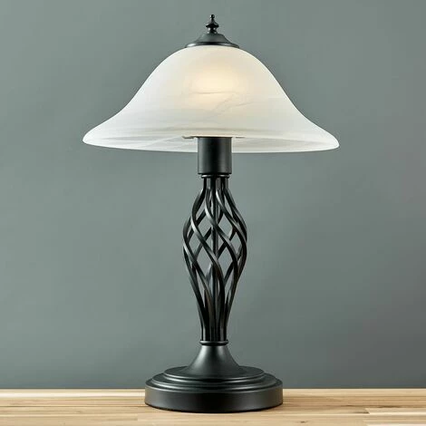MINISUN 2 x Barley Twist Table Lamps With Frosted Alabaster Shades - Satin Black - No Bulb MINISUN 2 X Barley Twist Table Lamps With Frosted Alabaster Shades - Satin Black - No Bulb -MINISUN Shop 13776650 2