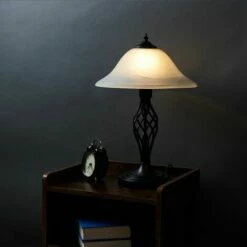 MINISUN 2 X Barley Twist Table Lamps With Frosted Alabaster Shades - Satin Black - No Bulb 4 MINISUN 2 X Barley Twist Table Lamps With Frosted Alabaster Shades - Satin Black - No Bulb -MINISUN Shop 13776650 3