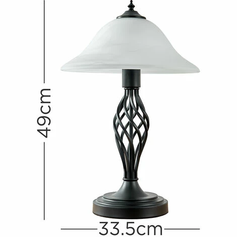 MINISUN 2 x Barley Twist Table Lamps With Frosted Alabaster Shades - Satin Black - No Bulb MINISUN 2 X Barley Twist Table Lamps With Frosted Alabaster Shades - Satin Black - No Bulb -MINISUN Shop 13776650 4