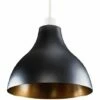 MINISUN Black & Gold Metal Ceiling Pendant Light Shade + 6W LED GLS Bulb - Warm White -MINISUN Shop 13776718 1