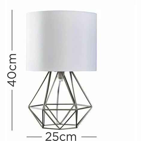 MiniSun - Modern Geometric Bedside Table Lamp With 4W Golfball LED Bulb - Brushed Chrome & White MiniSun - Modern Geometric Bedside Table Lamp With 4W Golfball LED Bulb - Brushed Chrome & White -MINISUN Shop 13776734 4