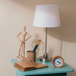 MINISUN Theydon 40cm Table Lamp Base In Brushed Chrome -MINISUN Shop 13776737 3