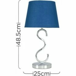 MINISUN Dimmable Chrome Touch Table Lamp + Tapered Fabric Shade - Navy Blue - No Bulb -MINISUN Shop 13852178 3