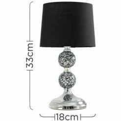 MINISUN Mosaic Crackle Glass Ball Table Lamp Chrome Fabric Shade - Black - No Bulb -MINISUN Shop 14054914 4